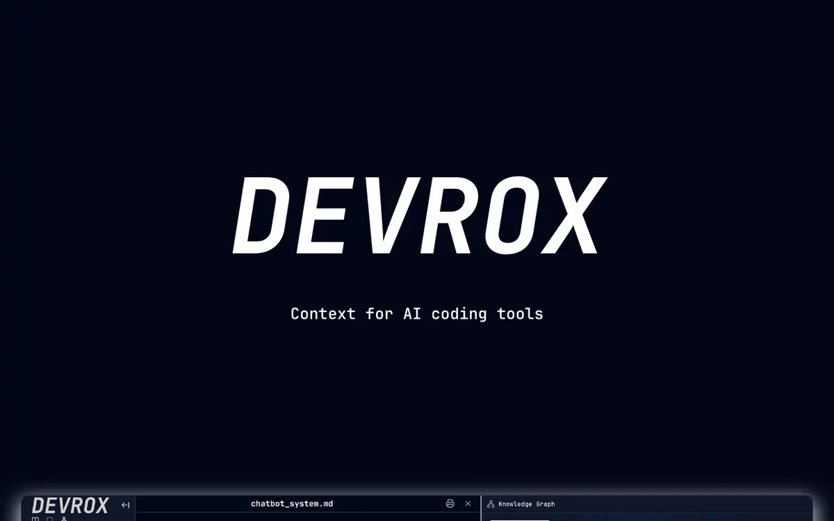 Screenshot of the DevRox landing page at devrox.ai